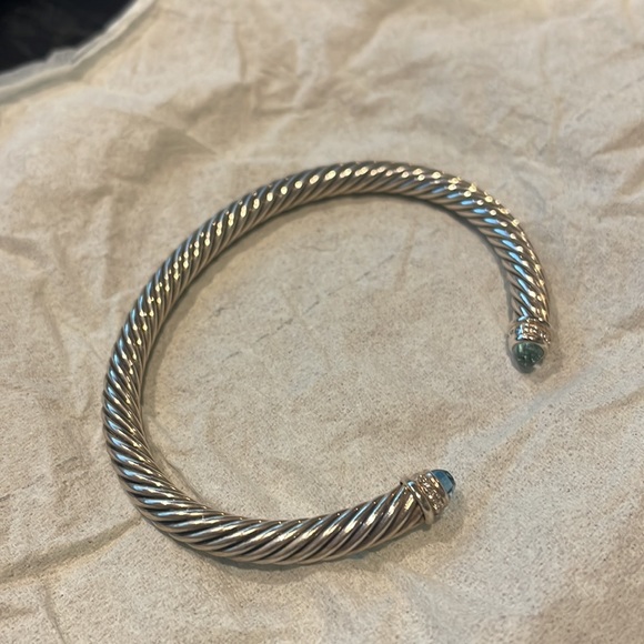 David Yurman Cable Classic Collection Bracelet with Blue Topaz and Diamonds - Picture 4 of 5